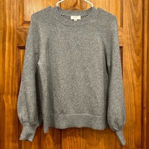 LOFT Small Petite Gray Balloon Sleeve Pullover Sweater